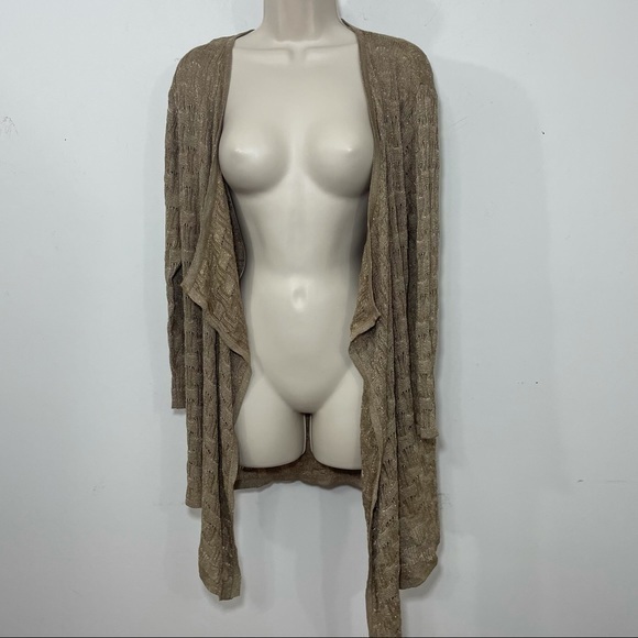 Muche et muchette open front tan gold lightweight cardigan sweater s/m - Picture 1 of 9